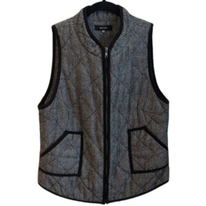 41 Hawthorn Shara Herringbone Black and Gray Quilted Vest Size Large